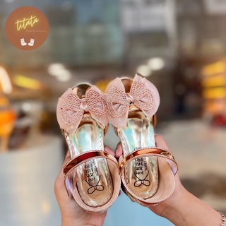 Sandal cao gót đính nơ kết đá cho bé gái