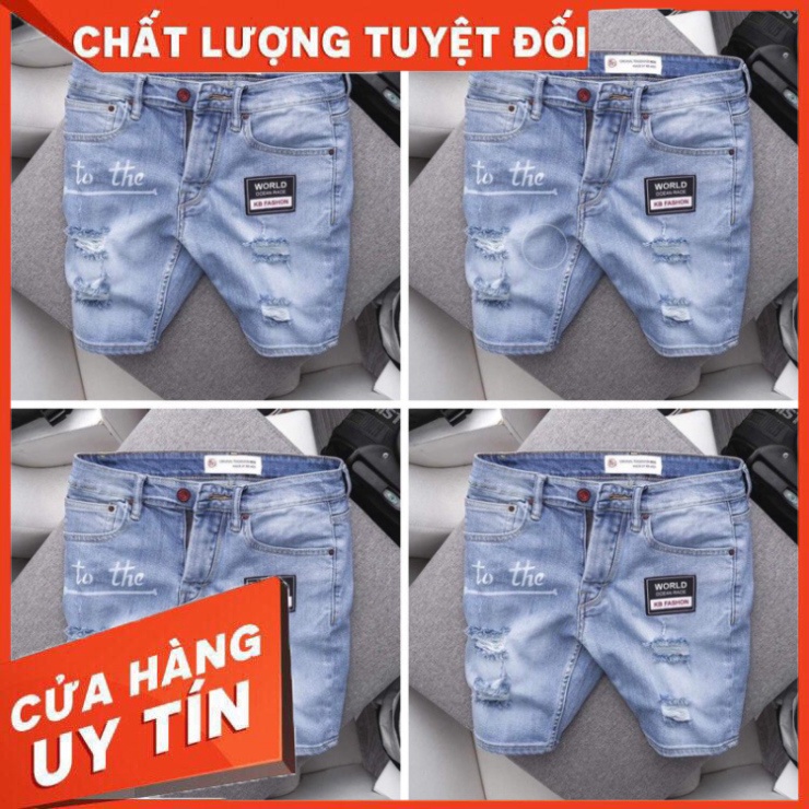 Quần short nam ,quần bò nam TCS màu xanh rách xước,phong cách hàn quốc,trẻ trung - Hàng nhập khẩu