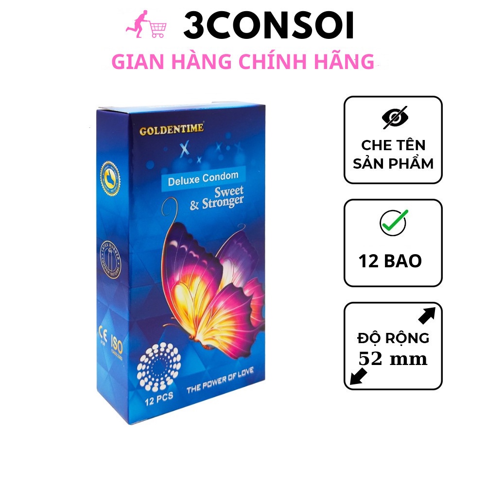 Bao cao su gai bi Goldentime đen, bao cao su bi nhỏ sần, bcs gai