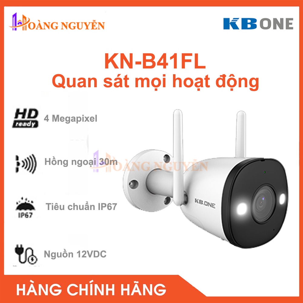 [NHÀ PHÂN PHỐI] Camera WIFI KBONE KN-B41FL 4.0MP Full Color Ngoài Trời - KN-B41FL Tầm Xa Hồng Ngoại Xa 30m Ngoài Trời