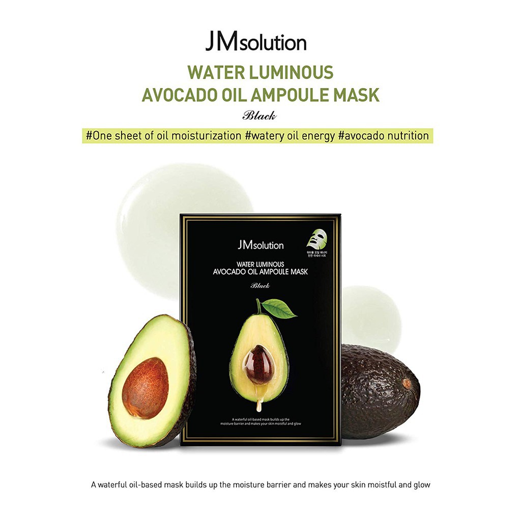 Combo 10 Mặt Nạ Dưỡng Ẩm Và Dưỡng Sáng Jm solution Water Luminous Avocado Oil Ampoule Mask 35ml x 10