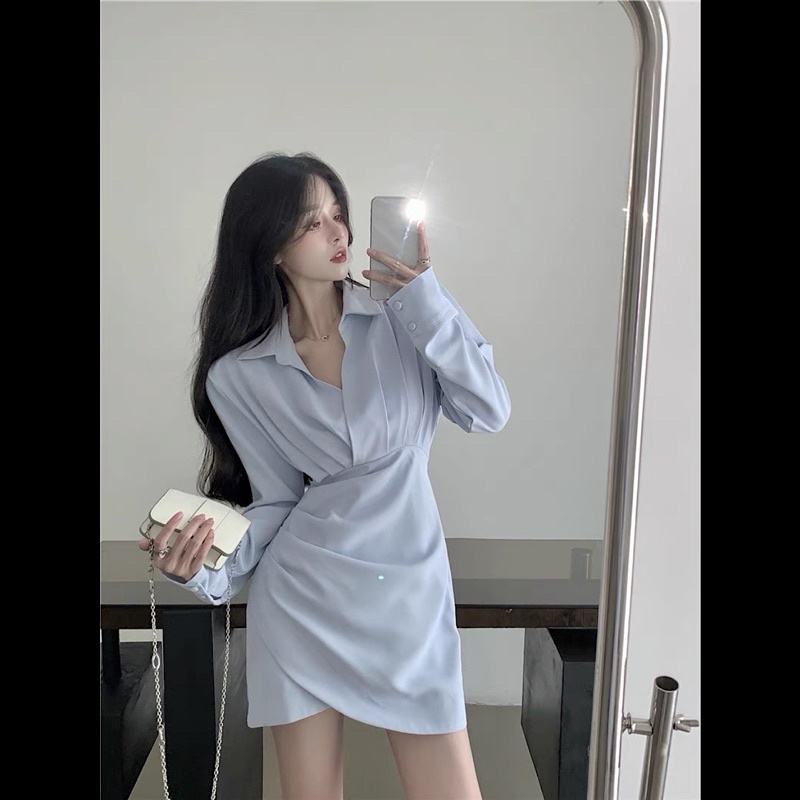 Váy sơ mi vạt chéo phong cách sang chảnh siêu xinh_ hàng ORDER