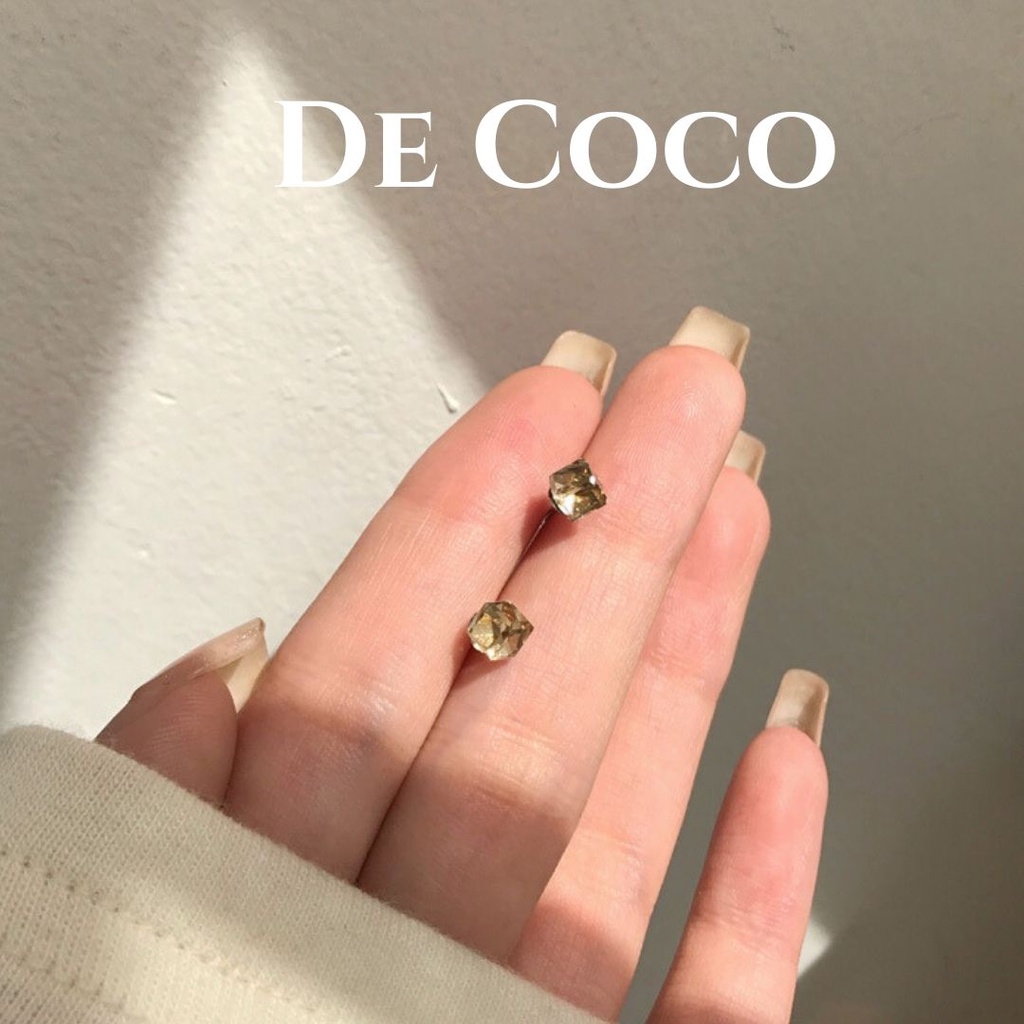 Khuyên tai bông tai đá hổ phách De Coco