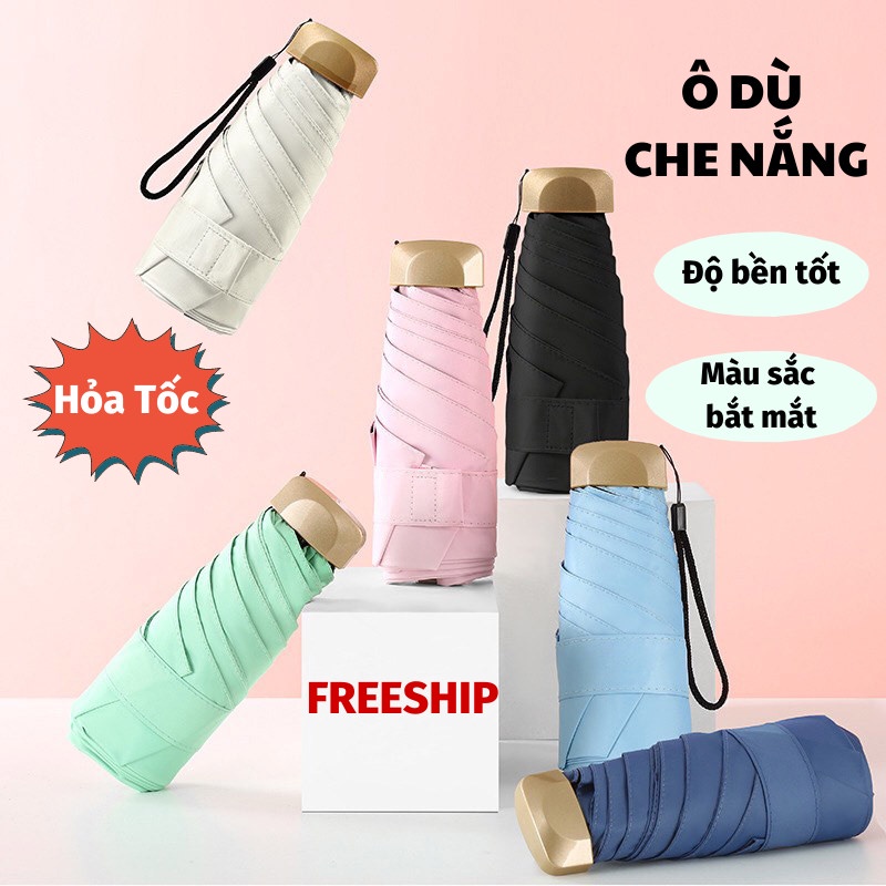 Ô Dù Che Mưa Nắng Ô Gấp Gọn Mini Bỏ Túi 2 Lớp Chống Thấm Cao Cấp Dù Che Mưa Toki