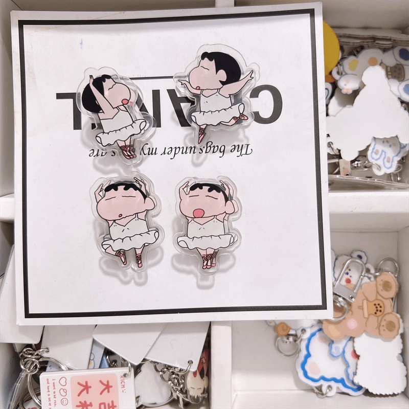 Kẹp giấy ghi chú acrylic mica crayon Shin chan cậu bé bút chì ngộ nghĩnh cute
