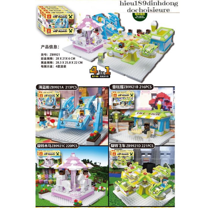 Lắp ráp xếp hình lego minecraft my world 9921 : Khu vui chơi mạo hiểm (4in1) (ảnh thật) (Khách chat chọn mẫu)