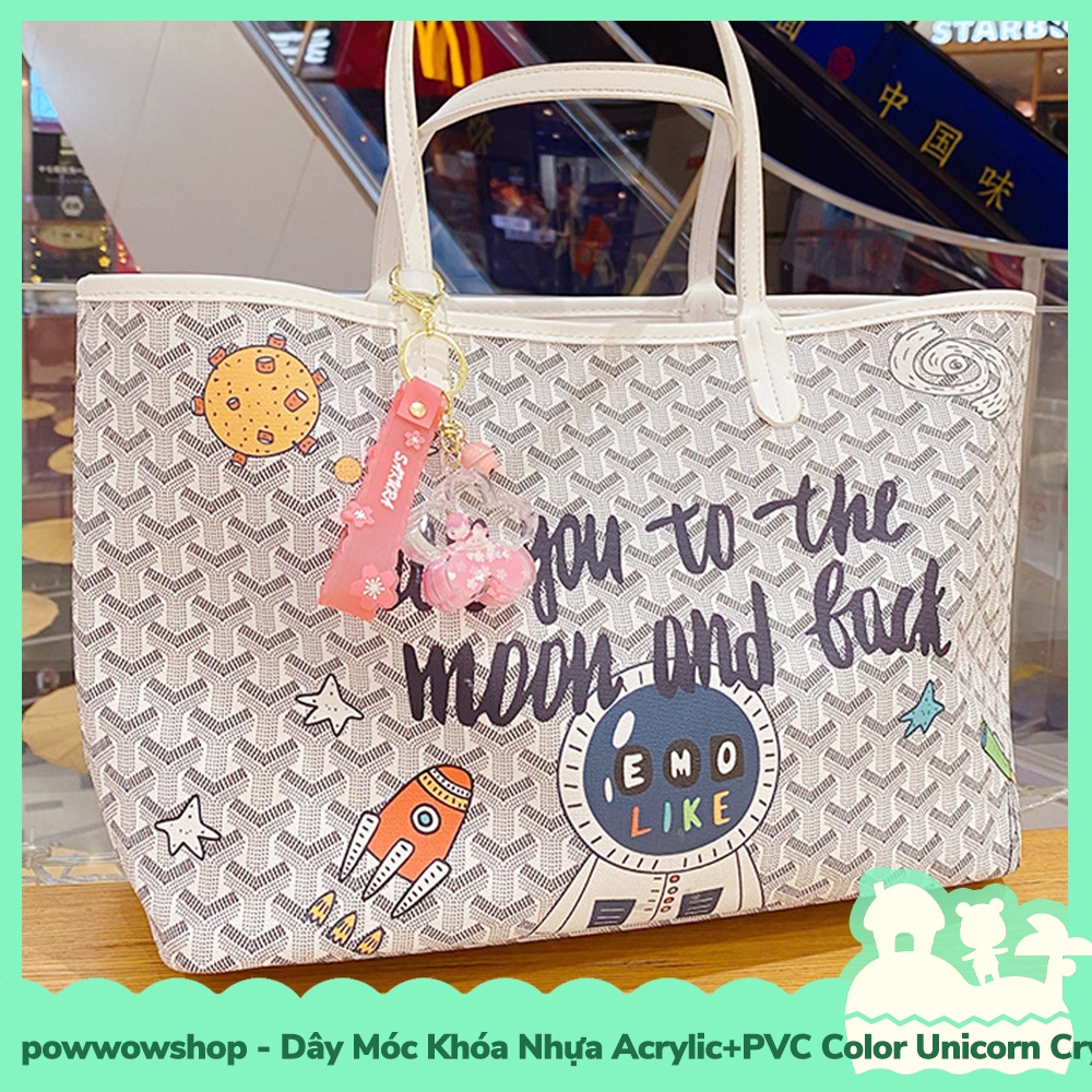 [Sẵn VN - Hỏa Tốc] Dây Móc Khóa Nhựa Acrylic+PVC Trong Suốt Mẫu Colorful Unicorn Crystal Transparent
