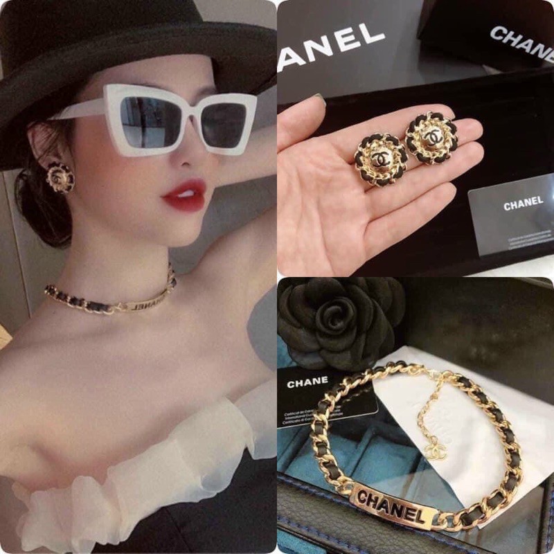 Dây chuyền choker móc xích thương hiệu phong cách Hàn Quốc trưởng thành quyến rũ (khuyên tai bán lẻ)