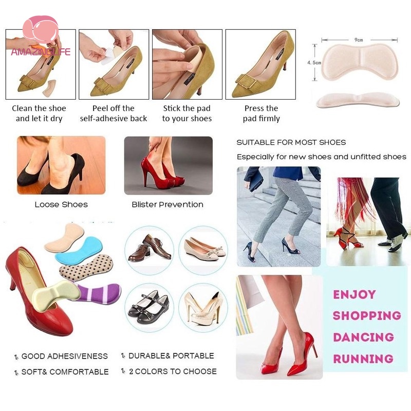 Miếng Lót Giày Cao Gót Giảm Đau Tự Dính Bằng Bọt Biển Tiện Dụng Cho Nữ
