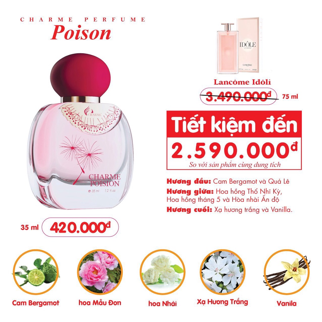 Nước hoa nữ Charme Poison 35ml Quyến rũ Tươi mát Sang trọng
