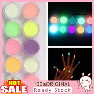 [Hàng mới về] Set 10 hộp bột kim tuyến dạ quang trang trí móng nghệ thuật DIY nổi bật