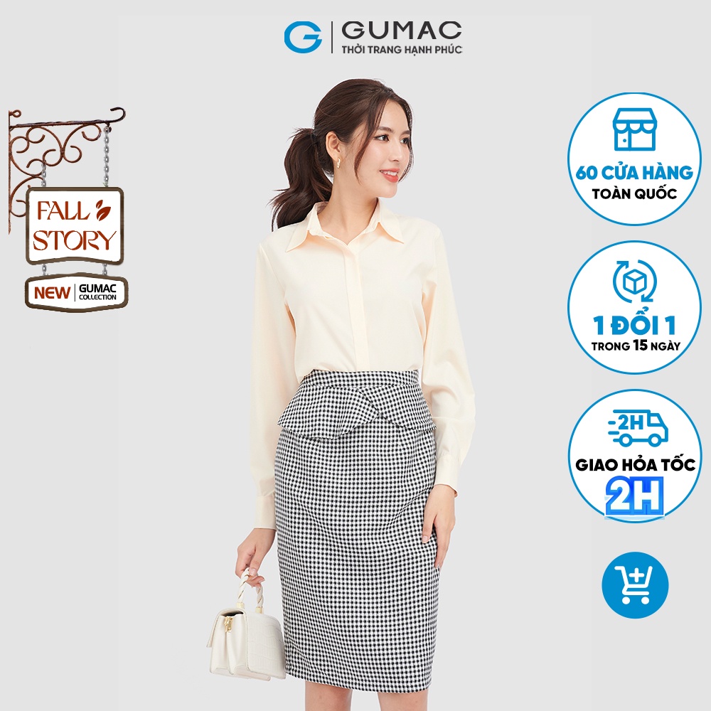 Chân váy nữ caro GUMAC công sở ôm body VC09076