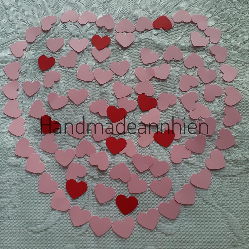 20-30 - 50 hình trái tim 2.5 x 2cm,3.5 ×3cm, 4.9x4.2cm bằng giấy màu - thủ công mầm non cho bé - hình trang trí thiệp 3D