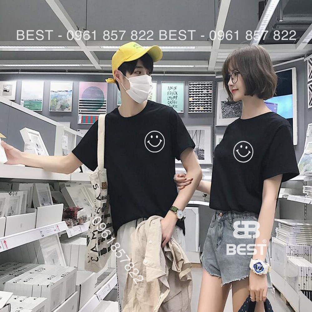 ÁO ĐÔI MÀU ĐEN MẶT CƯỜI CUTE ( BEST T-SHIRT )