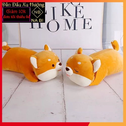 Gấu bông chó shiba nhồi bông nằm biểu cảm 90CM thú nhồi bông chó shiba màu cam vàng cao cấp nhồi 100% gòn PP trắng tinh