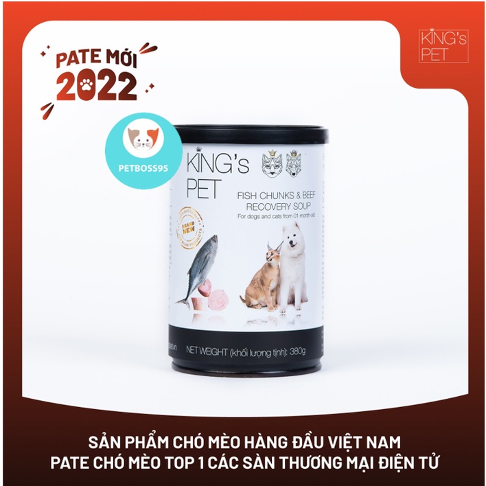 [Sỉ LH] Pate King Pet cho Chó Mèo 380g/lon (4 vị)