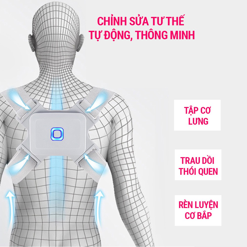Đai chống gù lưng điện tử {LOẠI CHUẨN} dùng cho người lớn trẻ em bé trai bé gái học sinh thông minh báo rung SPORTY BC18