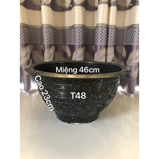 (5 Cái) Chậu Nhựa Truyền Thống T48 Trồng Cây Vân Đá Đen 46x23