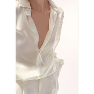 Áo sơ mi tay dài satin lụa Charm Silk Satin Chemise - DEVONS STUDIO
