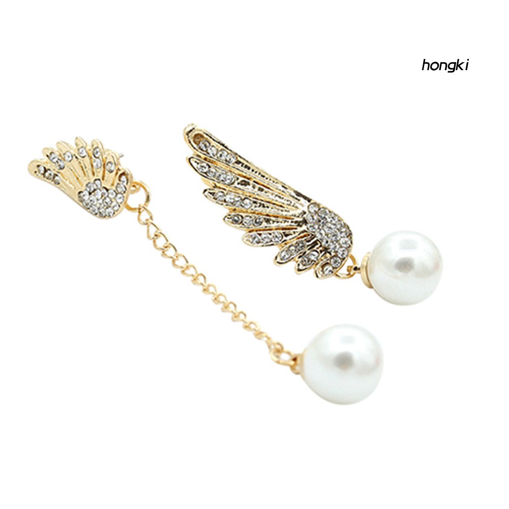 Bông Tai Hình Cánh Thiên Thần Đính Ngọc Trai Nhân Tạo Thời Trang