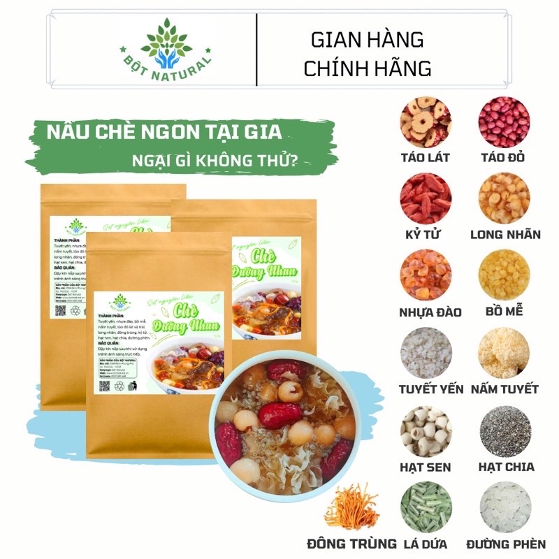 Chè dưỡng nhan - set nấu 25 đến 30 chén - đẹp da, giảm cân, tốt cho sức khoẻ, giải nhiệt… | Bột Natural