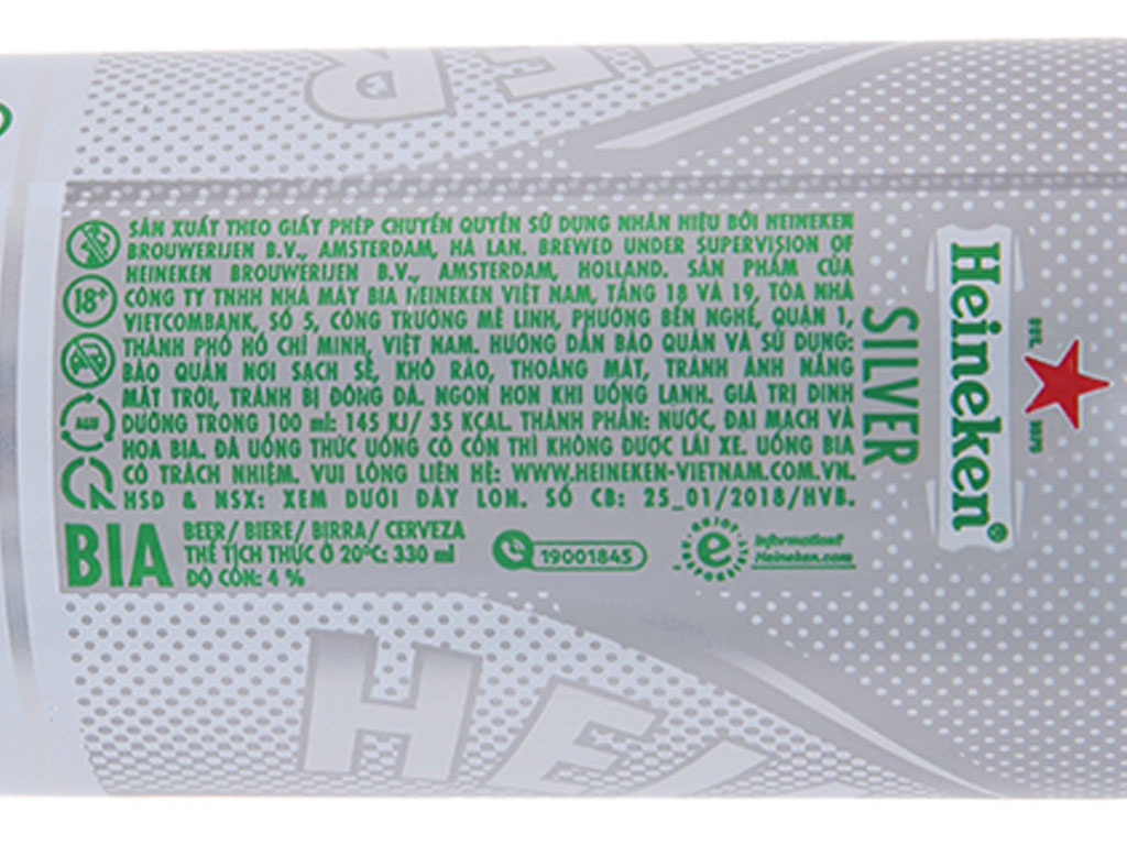 Thùng 24 lon bia Heineken Silver 330ml/lon / Lốc 6 lon bia Heineken Silver 330ml