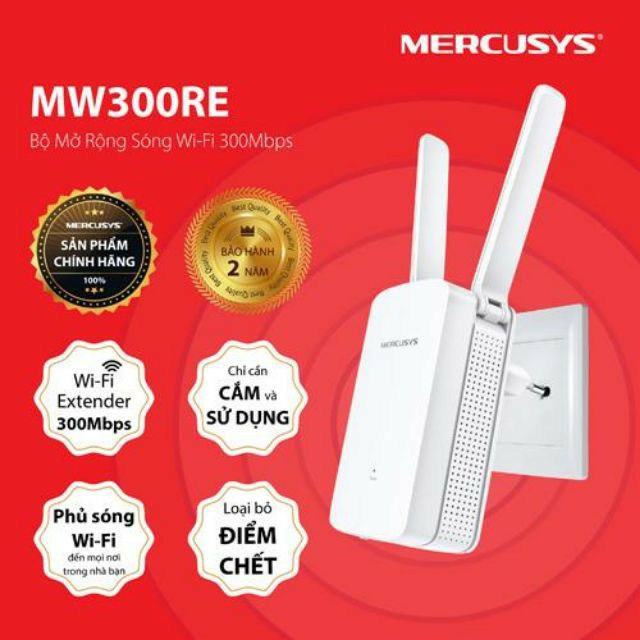 Giá Tốt-Mercusys N 300Mbps Bộ kích sóng WiFi 3 Râu -MW300RE- Hàng chính hãng phân phối bởi TP-Link Việt Nam