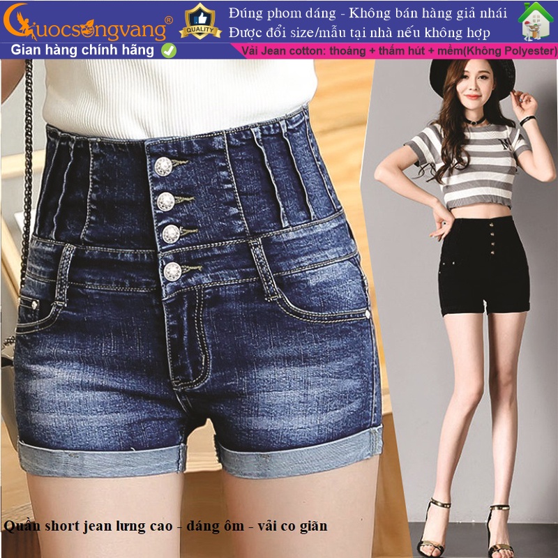 Quần short nữ thắt dây quần short jean lưng cao GLQ066 Cuocsongvang