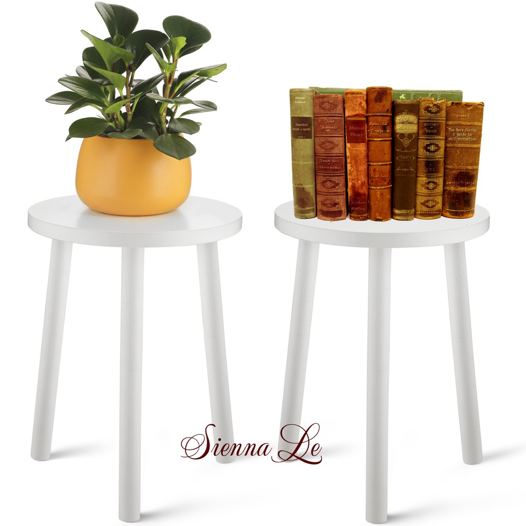 Sienna Le  Kệ Giá Tròn Nhỏ Đỡ Chậu Hoa Đôn Gỗ - Phong Cách Mid-Century - Bàn Trà Bàn Coffee 40x30cm ko ko