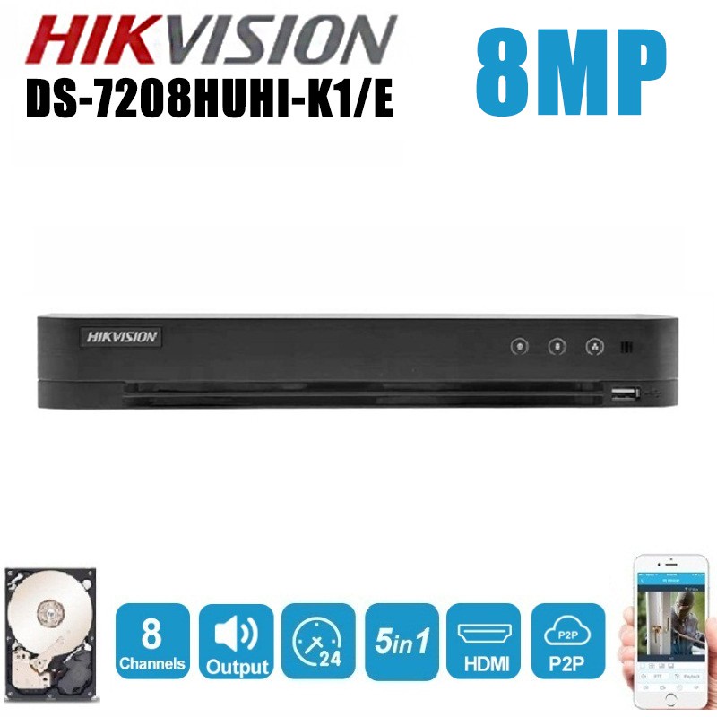 Đầu Ghi Hình 8 Kênh HDTVI H.265+ Hikvision DS-7208HUHI-K1/E