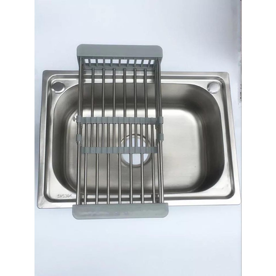 Rổ gác bồn rửa chén bát inox điều chỉnh được kích thước | Giá gác bồn rửa inox