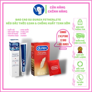Bộ 2 bao cao su siêu mỏng Durex Fetherlite 12 bao và Gel bôi trơn Durex Ky.