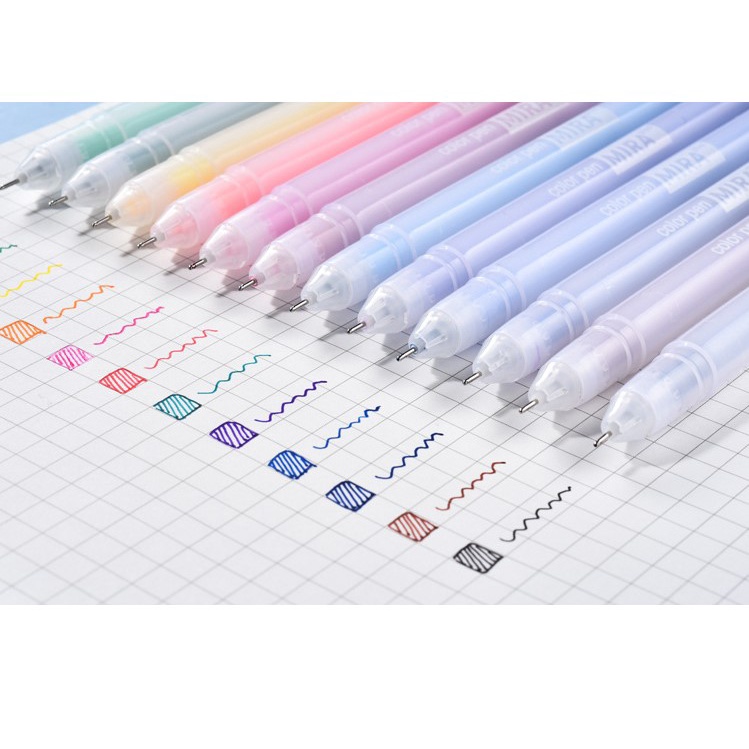 Bút gel ngòi 0.5mm Mira nhiều màu tùy chọn nét mượt, viết calligraphy, trang trí sổ