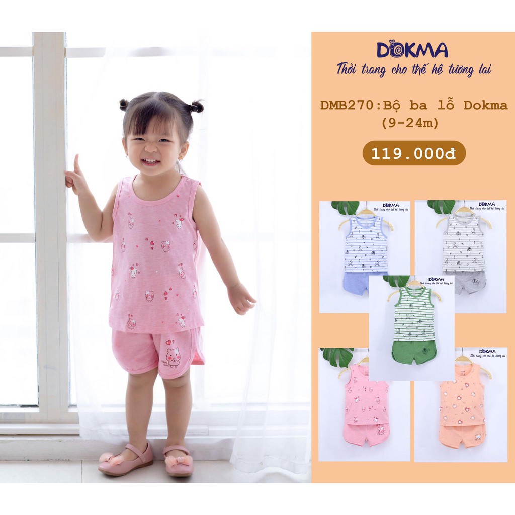 (6-24M) Bộ ba lỗ sợi tre (bamboo) cho bé - DOKMA