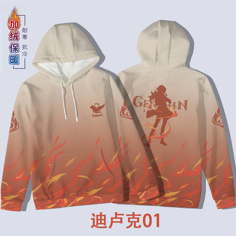 Genshin Va Chạm Áo Hoodie Tay Dài Chui Đầu Xiao Zhongli Kazuha Ganyu Giản Dị Plus Size