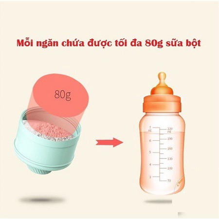 Hộp Chia Sữa Bột 3 Tầng Tiện Lợi Cho Bé, Khay Chia Thức Ăn 3 Ngăn Misuta Cao Cấp Loại 1