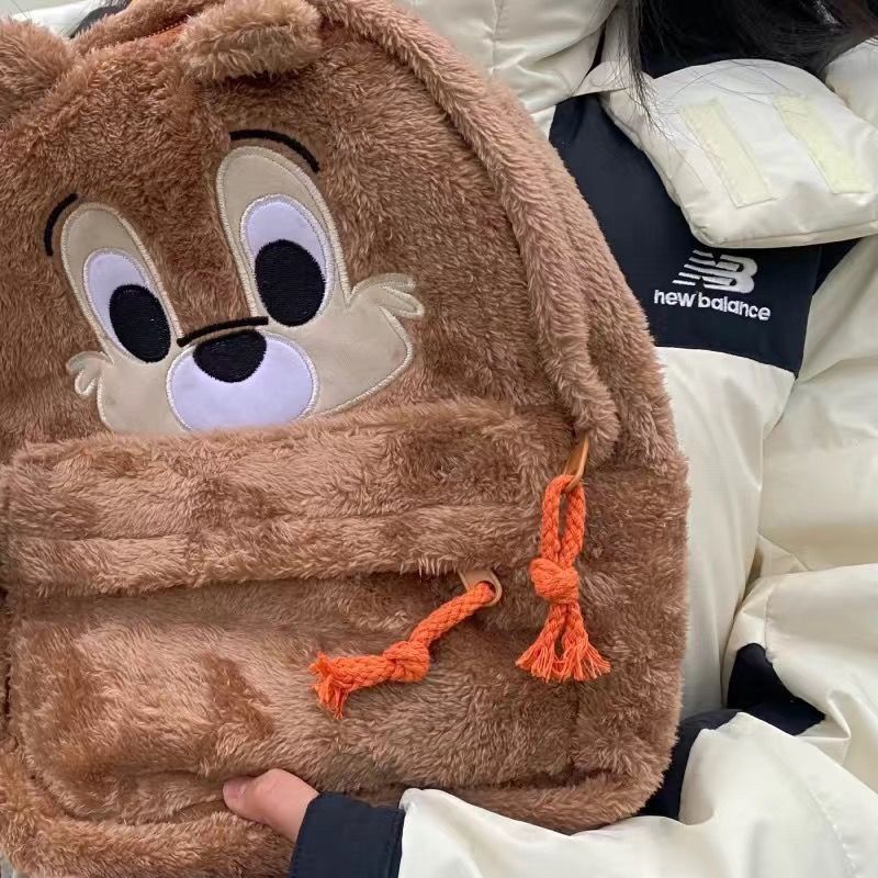 Ba lô Winnie the Pooh nhồi bông dễ thương Winnie the Pooh Chipmunk School - Disney gốc Nhật Bản - Vừa với máy tính 13&quot;