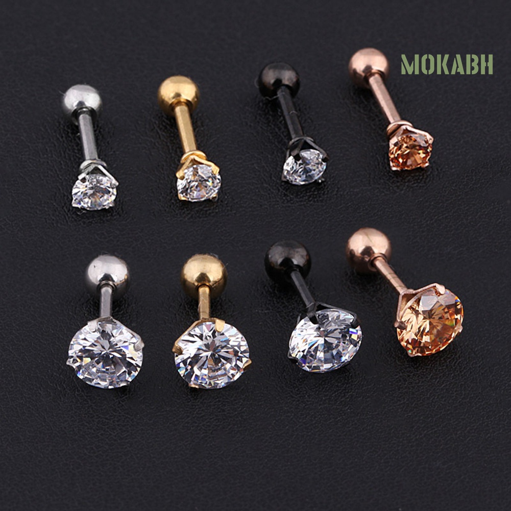 1 Đôi Bông Tai Thép Titan Dát Đá Zircon Thời Trang Unisex