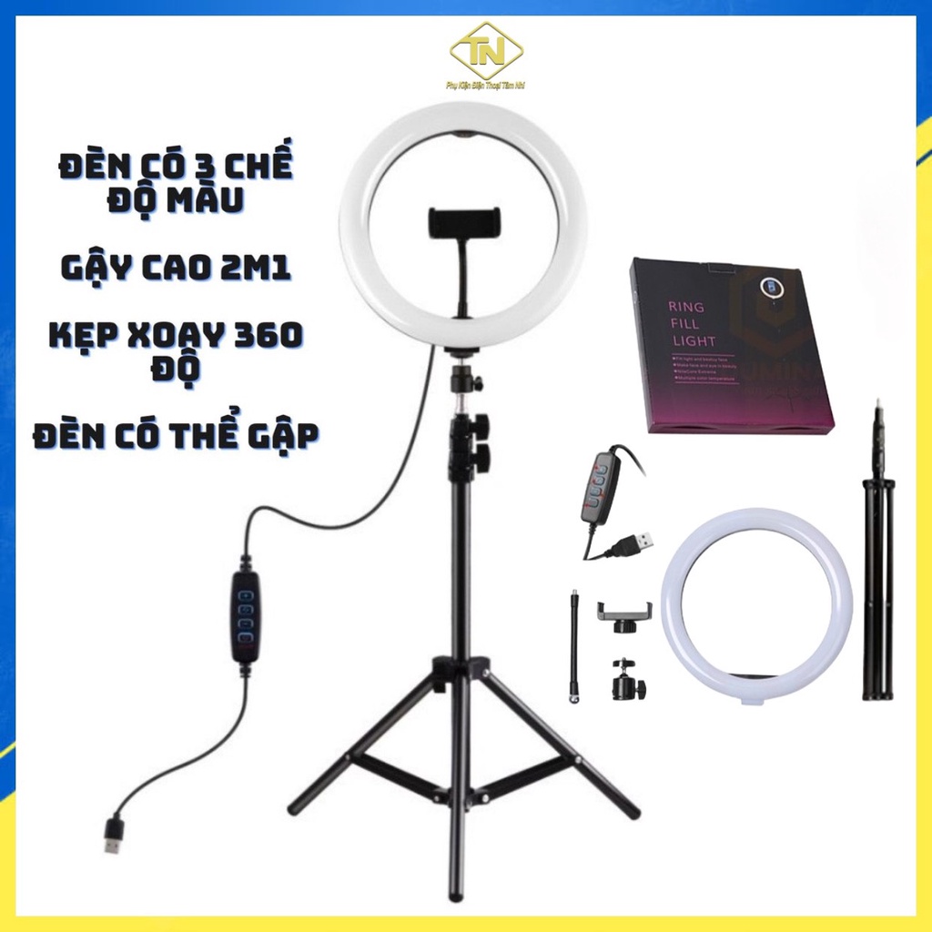 Đèn livestream bán hàng để bàn hoặc tự đứng bằng giá đỡ,thiết kế bóng Led,có 3 chế độ sáng,kích cỡ 26cmdễ sử dụng.