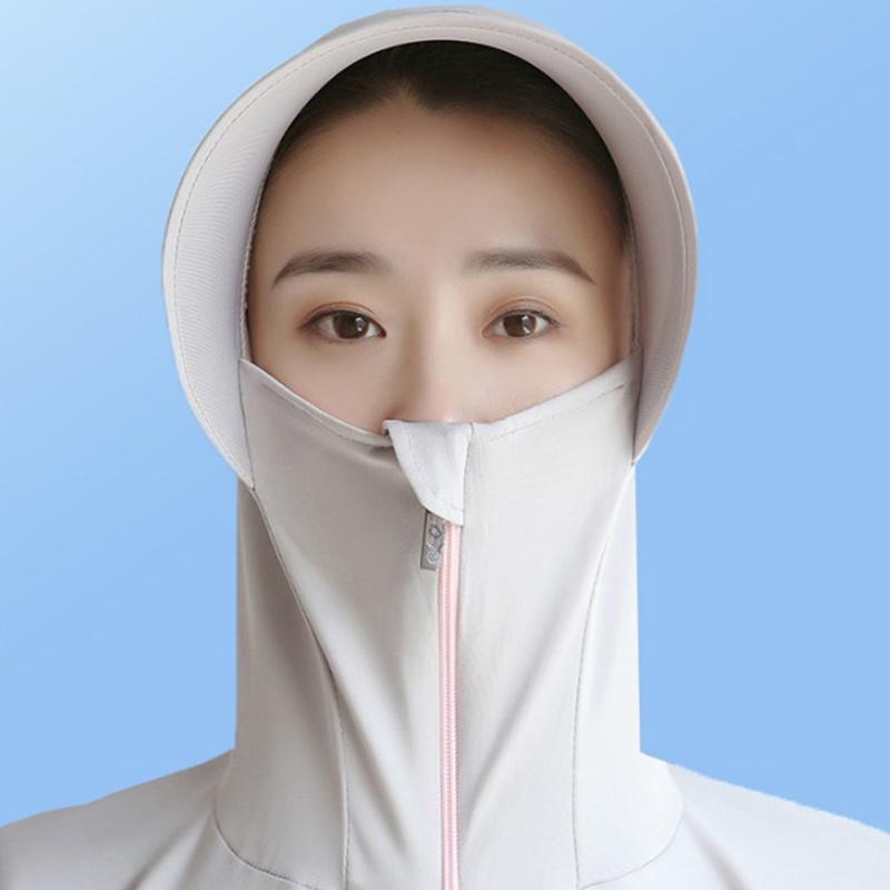 Áo Khoác Chống Nắng Bằng Lụa Lạnh Nhẹ Tay Dài Có Khóa Kéo Thoáng Khí Thời Trang Mùa Hè Cho Nữ