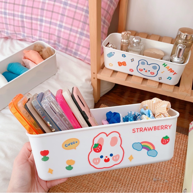 Khay nhựa trắng dài để bàn đa năng đựng đồ phụ kiện | BCK010