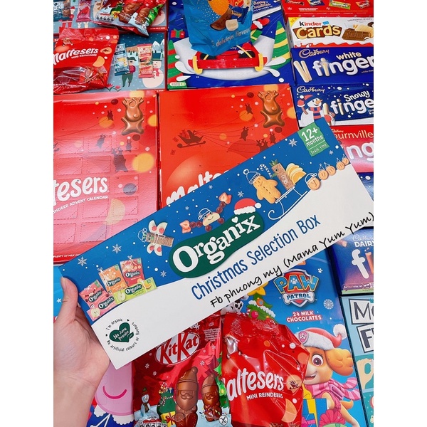 Lịch mùa vọng, Advent Calendar Socola người tuyết ông già noel, kẹo, nhà bánh gừng, hot chocolate quà giáng sinh Noel UK