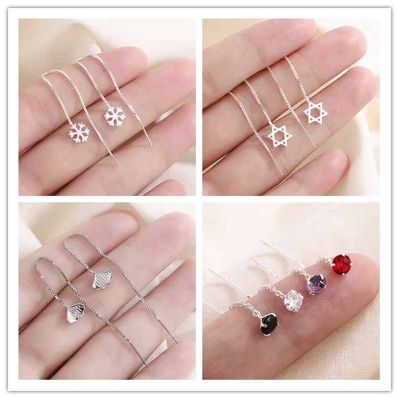 Bông Tai Mạ Bạc 925 Thời Trang Hàn Quốc Xinh Xắn Cho Nữ