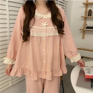 Set bộ mặc nhà nữ phối ren tiểu thư quảng châu bigsize