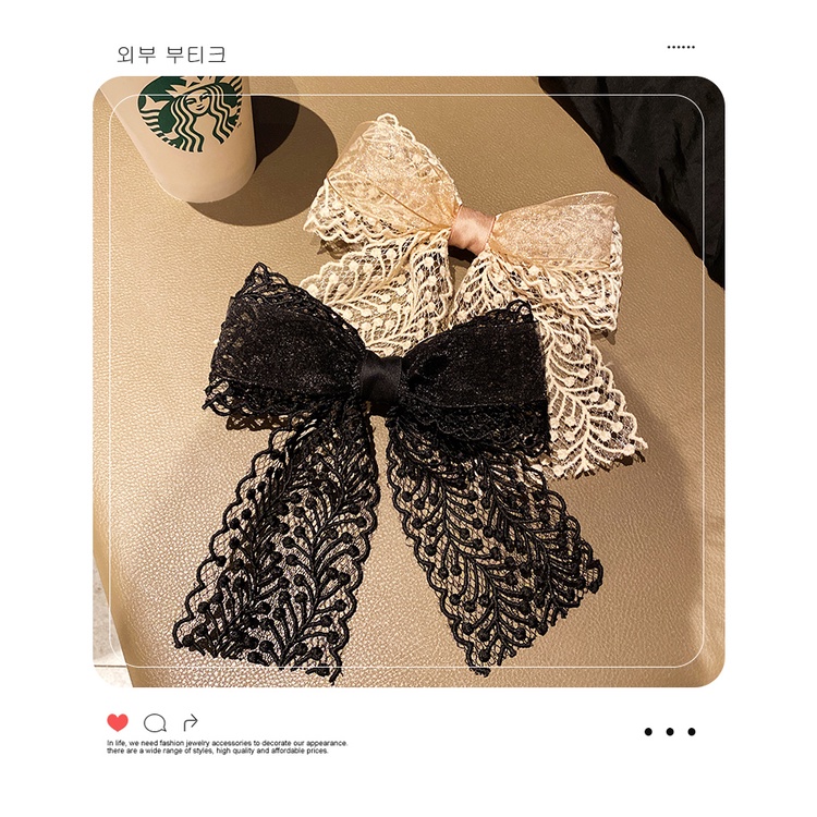 Dây Buộc Tóc Hình Nơ Ren Lớn Kiểu Hàn Quốc Xinh Xắn Cho Nữ