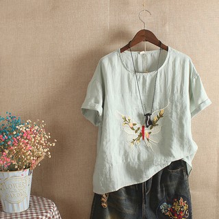 ÁO Linen Thêu Hình Trang Nhã