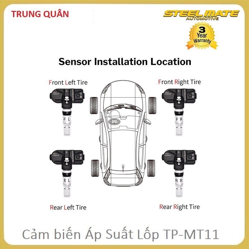 Cảm biến áp suất lốp Steelmate MT11 - MT11 Pro - MT 30 tích hợp màn Android van trong - BH 3 NĂM CHÍNH HÃNG