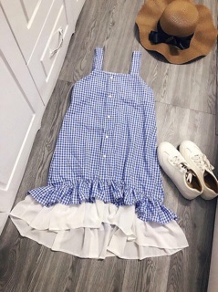 Váy kẻ xanh ZRa