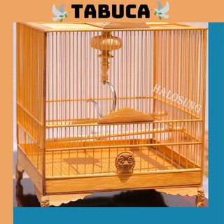 Lồng chim chào mào TABUCA lồng chim vuông gỗ cao cấp kèm phụ kiện LC47