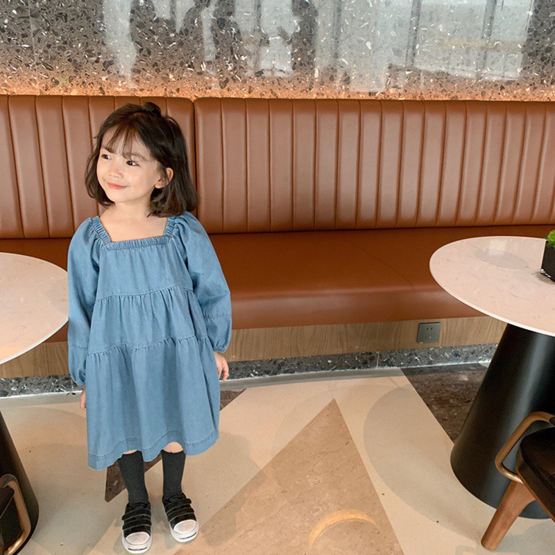 Đầm Denim Dài Tay Cho Bé Gái